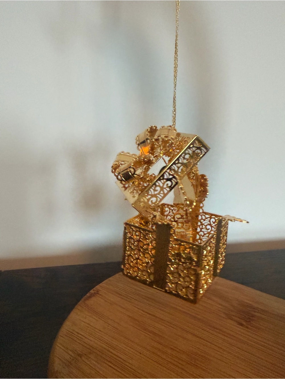 Gold Plated Gift Box Hanging Ornament - Home Art